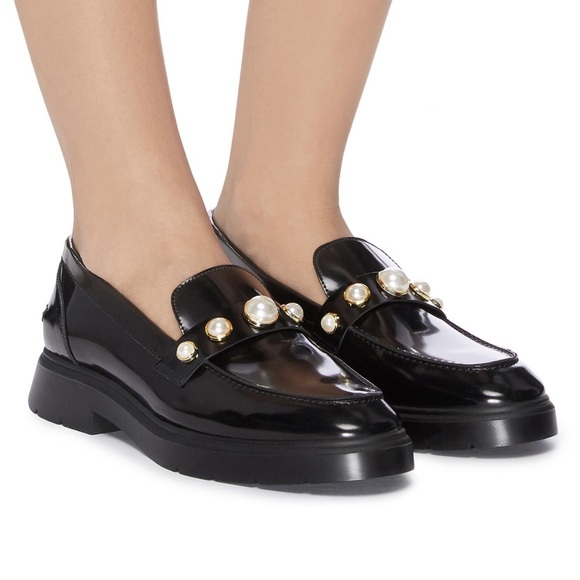 Stuart Weitzman Shoes - Stuart Weitzman 'Suki' Faux Pearl Embellished Leather Loafers